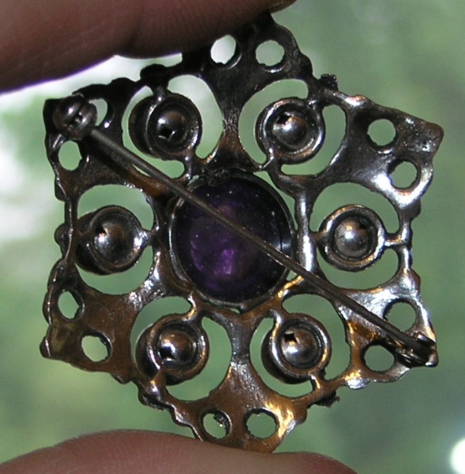 Sicherheitsverschlu Amethyst Brosche Brooch