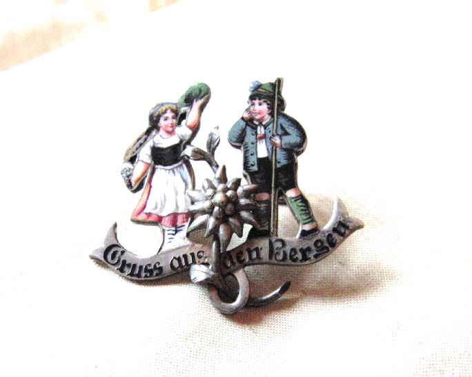 Emaille Silber Brosche